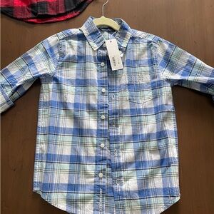 Janie and Jack Green and Blue Plaid Shirt
